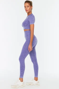 Legging deportivo largo tiro alto jaspeado