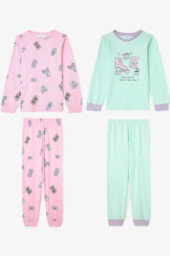 Pack de 2 pijamas de manga larga de algodón Retro Toy para niña