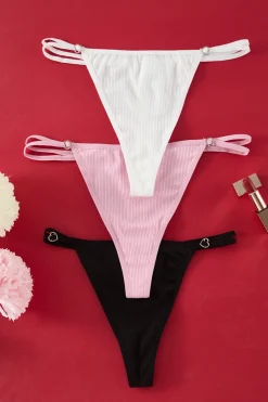 Pack de 3 tangas canal&eacute; detalle coraz&oacute;n