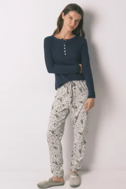 Pantal&oacute;n largo algod&oacute;n estampado Paisley