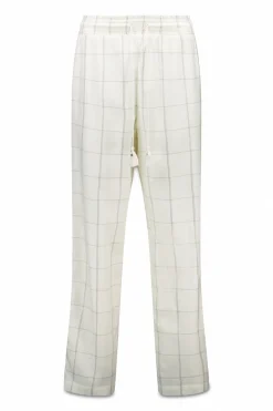 Pantal&oacute;n largo franela blanco print cuadros