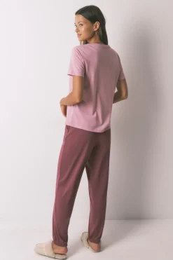 Pantal&oacute;n largo punto suave granate