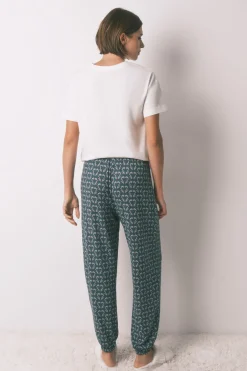 Pantalón largo punto ante estampado corazones