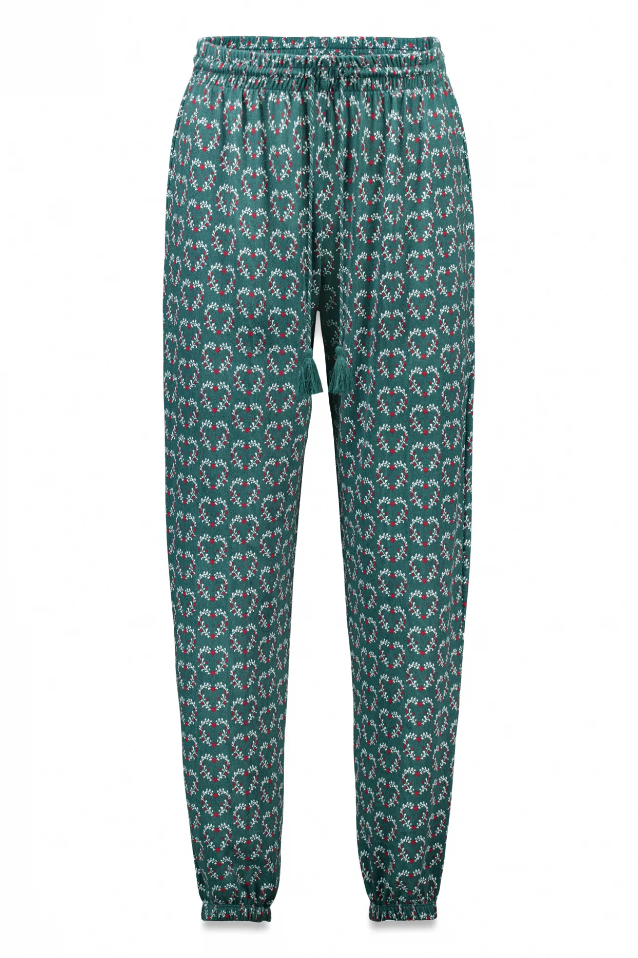 Pantalón largo punto ante estampado corazones
