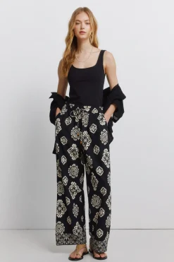 Pantalón lino estampado