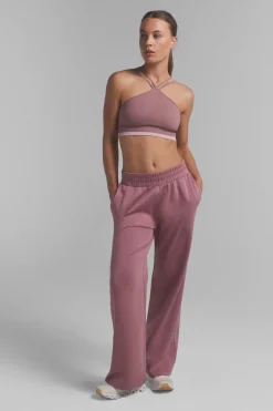 Pantalón recto ancho suave rosa