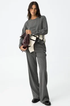 Pantalones Rectos a Rayas
