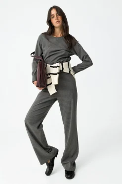 Pantalones Rectos a Rayas