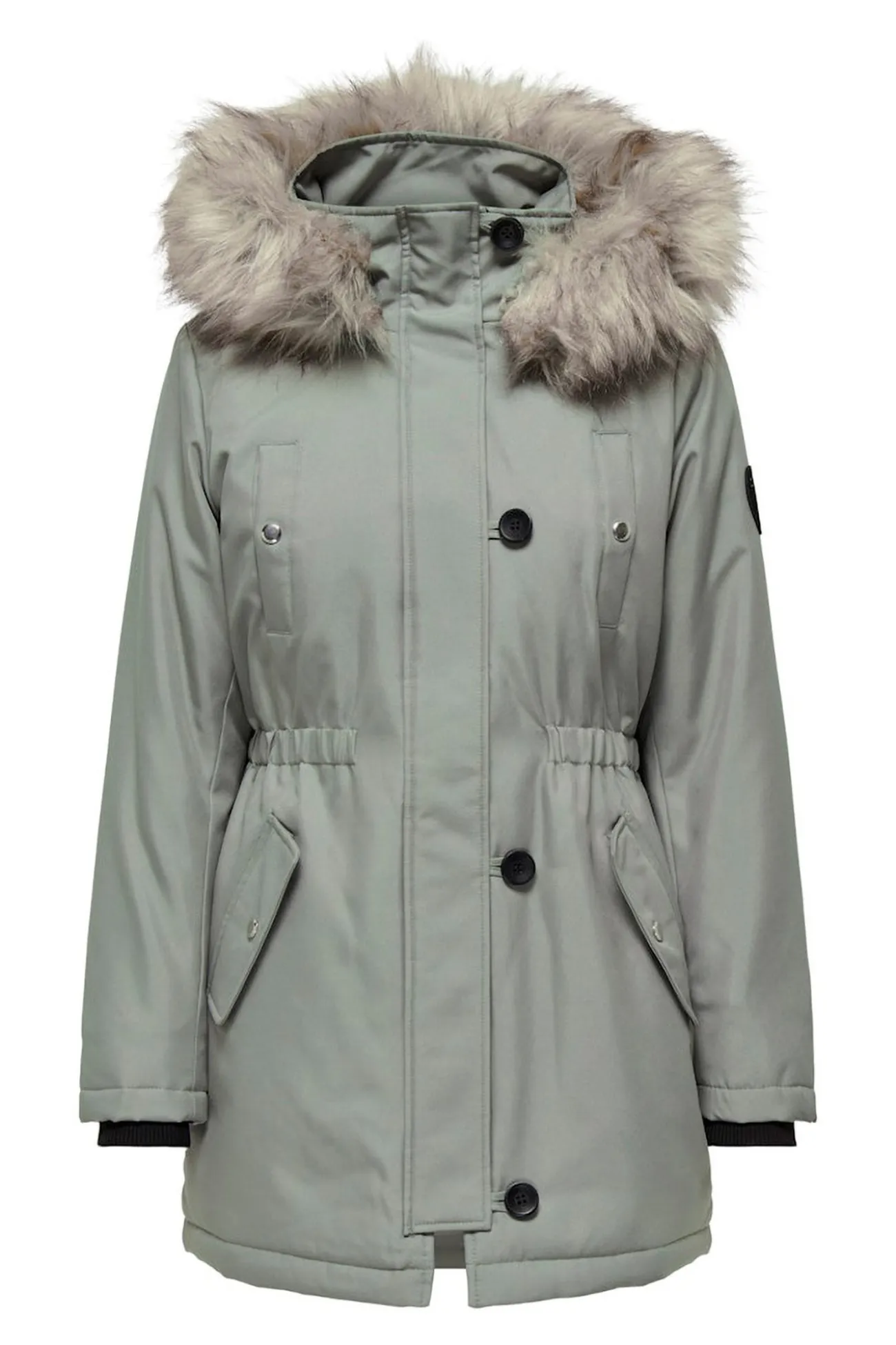 Parka con capucha con pelo