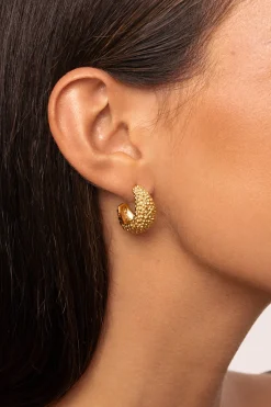 Pendientes Aro Antique Acero Ba&ntilde;o Oro