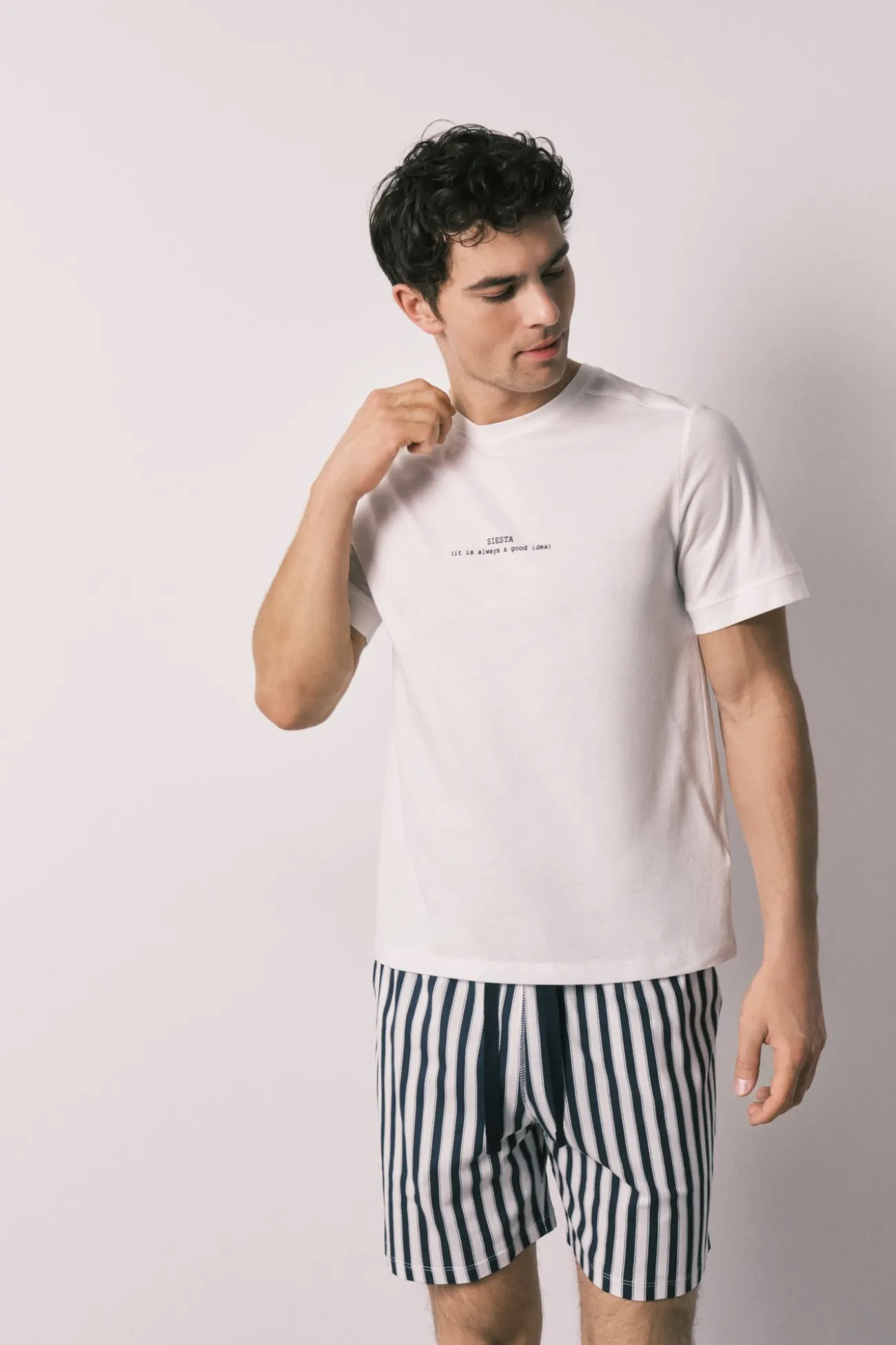 Pijama corto hombre 100% algodón rayas