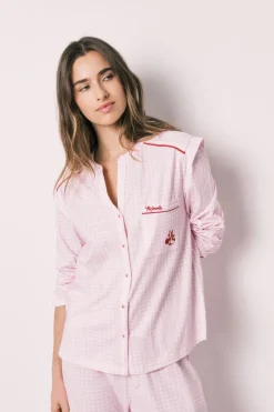 Pijama largo algod&oacute;n cuello mao Minnie