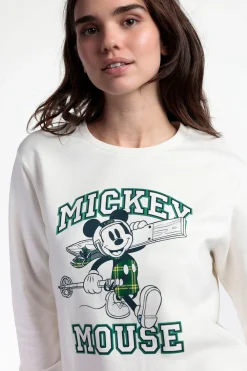 Pijama largo felpa cuadros 100% algod&oacute;n Ski Mickey