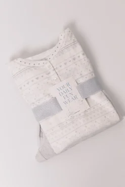 Pijama largo polar suave cenefas gris