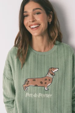Pijama largo polar verde