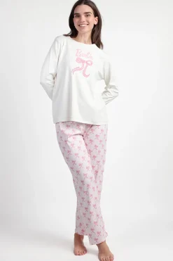 Pijama largo rayas lazos Barbie 100% algodón
