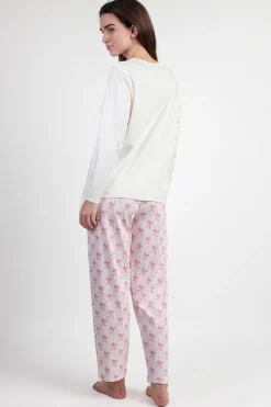 Pijama largo rayas lazos Barbie 100% algod&oacute;n
