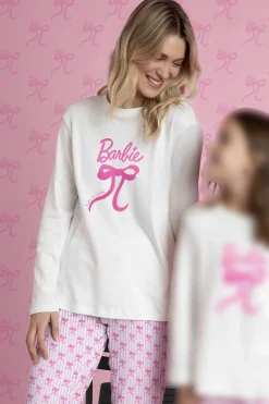Pijama largo rayas lazos Barbie 100% algod&oacute;n