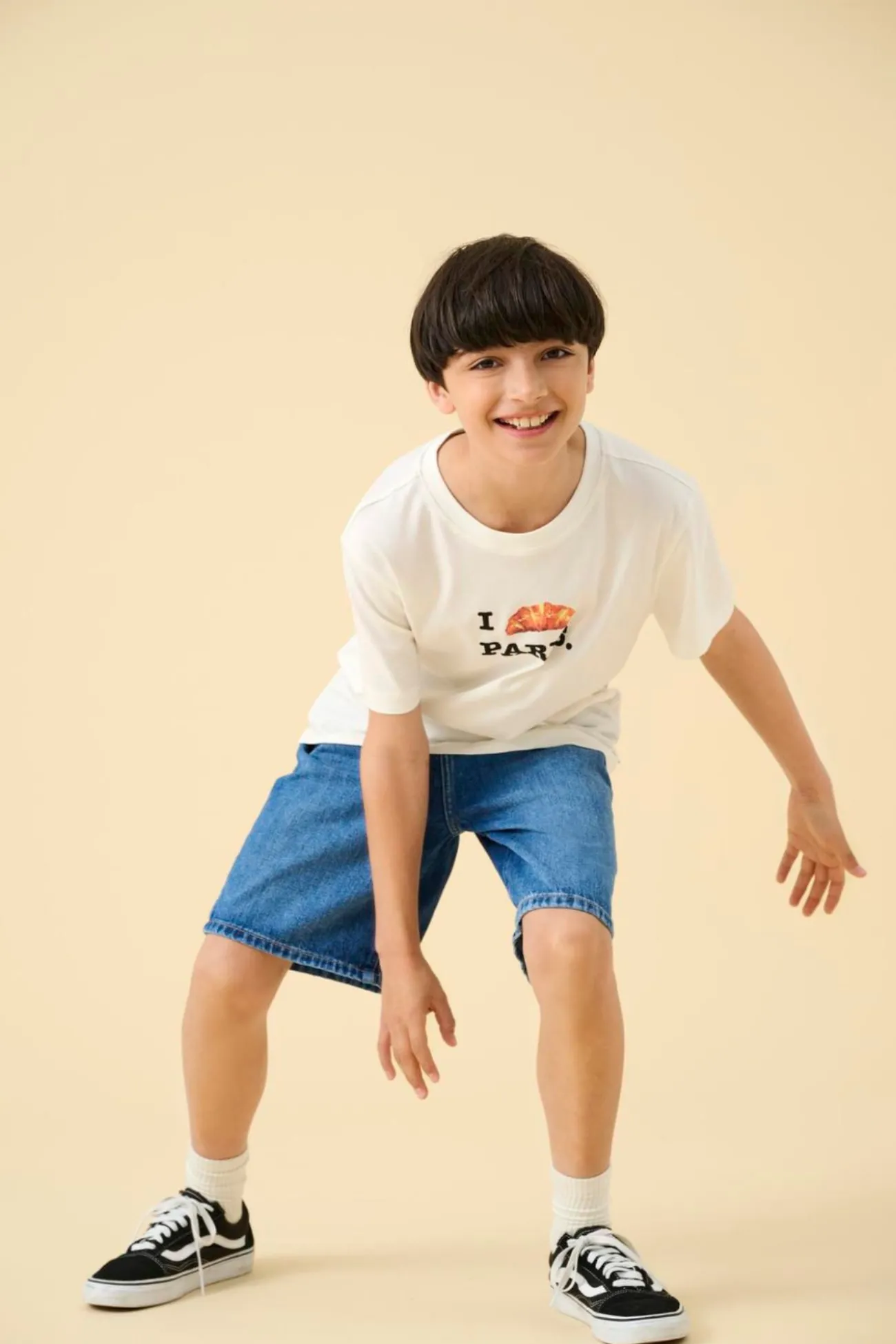 Short denim de corte holgado