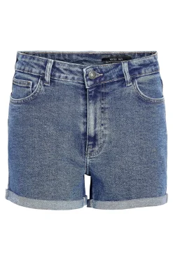 Short vaquero b&aacute;sico con dobladillo de cinco bolsillos.