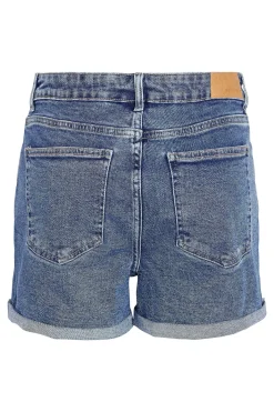 Short vaquero b&aacute;sico con dobladillo de cinco bolsillos.