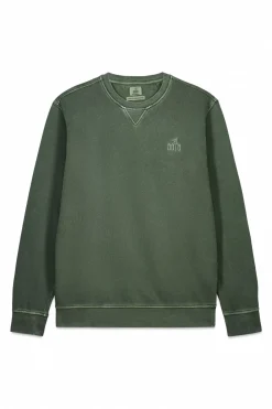 Sudadera b&aacute;sica lavada cuello redondo