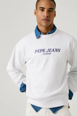 Sudadera de cuello redondo con logo frontal y estampado trasero.