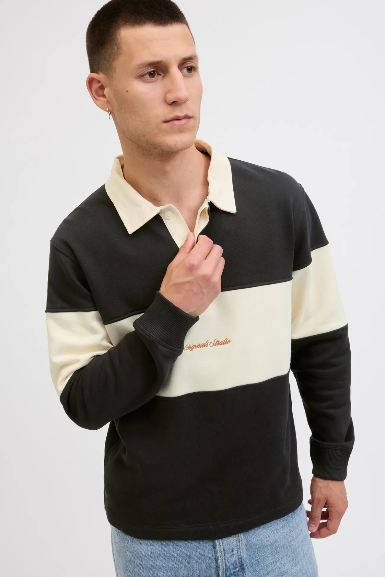 Sudadera tipo polo franja