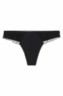 Tanga ancha tul negra bordada