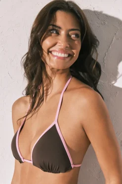 Top bikini triangular push up marr&oacute;n
