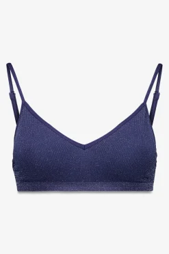 Top canal&eacute; seamless azul lurex