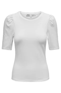 Top de cuello redondo y manga 2/4 abullonada