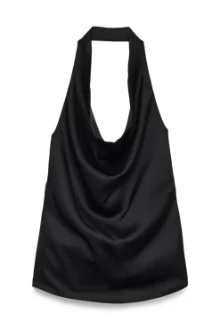 Top satinado atado al cuello