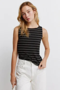 Top sin mangas cuello redondo algod&oacute;n