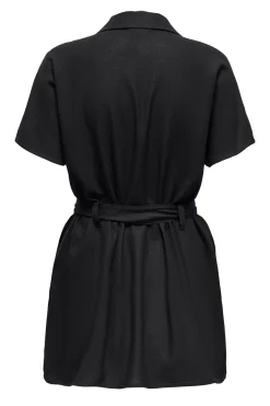 Vestido corto camisero de lino