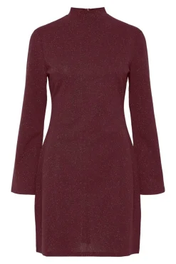 Vestido corto manga larga lurex