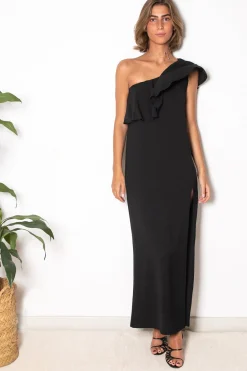 Vestido largo asim&eacute;trico