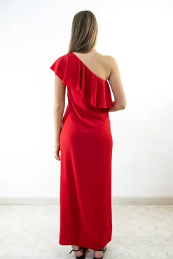 Vestido largo asim&eacute;trico