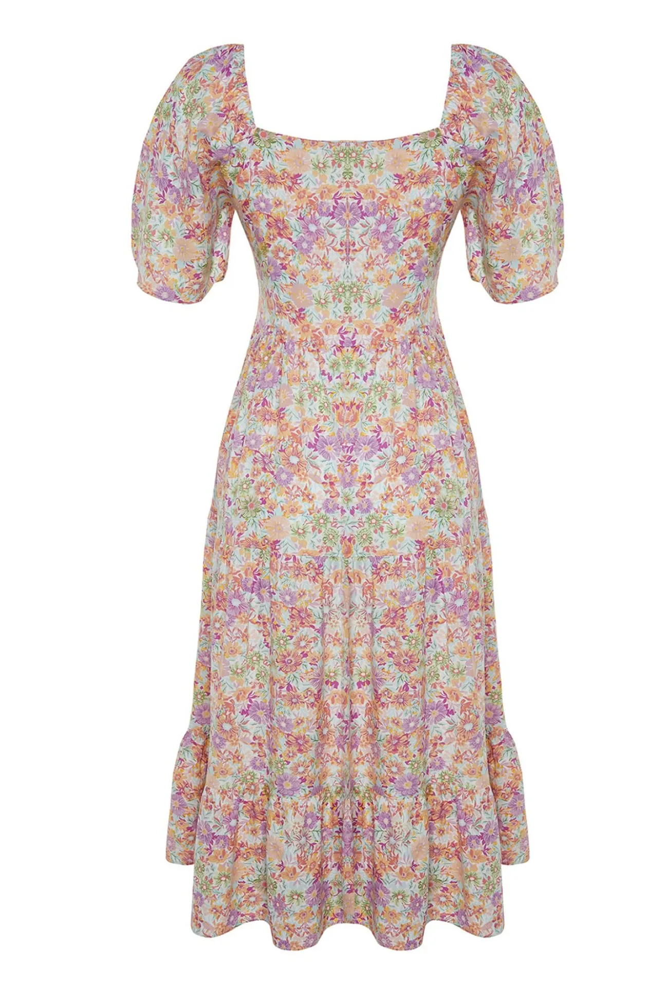 Vestido midi escote coraz&oacute;n