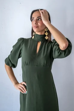 Vestido midi frunces