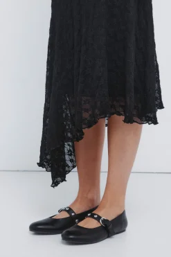 Vestido midi lace asim&eacute;trico