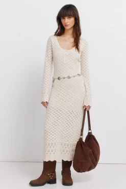 Vestido midi punto pointelle