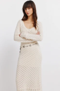 Vestido midi punto pointelle