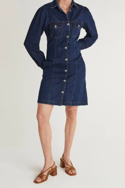 Vestido vaquero corto de manga larga