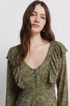 Vestido verde estampado